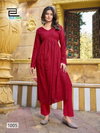 Blue Hills Schiffli Work Rayon Naira Cut Designer Kurtis Wholesale Shop In Surat